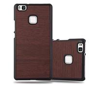 Cadorabo Custodia per Huawei P9 Lite in Woody caffè - Rigida Cover Protettiva Sottile con Bordo Protezione - Back Hard Case Ultra Slim Bumper Antiurto Guscio Plastica