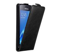 Cadorabo Custodia per Samsung Galaxy J1 2016 in NERO DI NOTTE - Protezione in Stile Flip con Chiusura Magnetica - Case Cover Wallet Book Etui