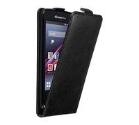 Cadorabo Custodia per Sony Xperia Z1 Compact in Nero di Notte - Protezione in Stile Flip con Chiusura Magnetica - Case Cover Wallet Book Etui