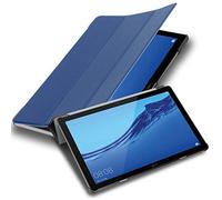 Cadorabo Custodia Tablet per Huawei MediaPad T5 10 (10.1" Zoll) in BLU SCURO JERSEY - Copertura Protettiva Molto Sottile di Similpelle in Stile Libro SENZA Auto Wake Up e Funzione Stand