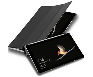 Cadorabo Custodia Tablet per Microsoft Surface Go in NERO SATIN - Copertura Protettiva Molto Sottile di Similpelle in Stile Libro SENZA Auto Wake Up e Funzione Stand
