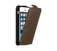 CADORABO design flip con chiusura magnetica Custodia per cellulare per Apple iPhone 5 / 5S / SE 2016, BRUNO CAFFÈ