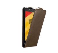CADORABO design flip con chiusura magnetica Custodia per Motorola MOTO C PLUS, BRUNO CAFFÈ