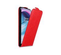 CADORABO design flip con chiusura magnetica Custodia per OnePlus Nord CE 5G, ROSSO MELA