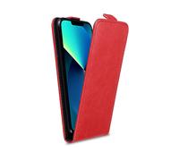 CADORABO design flip realizzato in finta pelle liscia Custodia per cellulare per Apple iPhone 13 MINI, ROSSO CHILI