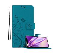 CADORABO design floreale con chiusura magnetica con stand e slot carte Cover per Apple iPhone XS MAX, BLU FIORE