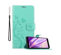 CADORABO design floreale con chiusura magnetica con stand e slot carte Cover per Honor 7A / Huawei Y6 PRIME 2018, TURCHESE FIORE