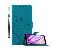 CADORABO design floreale con chiusura magnetica con stand e slot carte Cover per Honor 7A / Huawei Y6 PRIME 2018, BLU FIORE