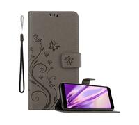 CADORABO design floreale con chiusura magnetica con stand e slot carte Cover per Honor 7A / Huawei Y6 PRIME 2018, GRIGIO FIORE