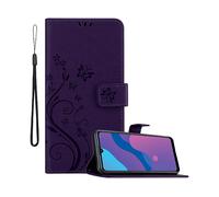 CADORABO design floreale con chiusura magnetica con stand e slot carte Cover per Honor 9A, LILLA SCURO FIORE