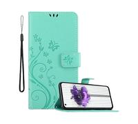 CADORABO design floreale con chiusura magnetica con stand e slot carte Cover per Nothing Phone (1), TURCHESE FIORE
