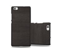 CADORABO effetto legno resistente a graffi e urti Custodia per cellulare per Huawei P8 LITE 2015, WOODY NERO