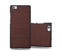 CADORABO effetto legno resistente a graffi e urti Custodia per cellulare per Huawei P8 LITE 2015, WOODY CAFFÈ