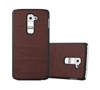 CADORABO effetto legno resistente a graffi e urti Custodia per cellulare per LG G2, WOODY CAFFÈ