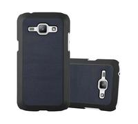 CADORABO effetto legno resistente a graffi e urti Custodia per cellulare per Samsung Galaxy J1 2015, WOODY AZZURRO