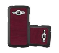 CADORABO effetto legno resistente a graffi e urti Custodia per cellulare per Samsung Galaxy J1 2015, WOODY ROSSO