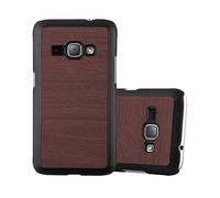 CADORABO effetto legno resistente a graffi e urti Custodia per cellulare per Samsung Galaxy J1 2016, WOODY CAFFÈ