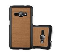 CADORABO effetto legno resistente a graffi e urti Custodia per cellulare per Samsung Galaxy J1 2016, WOODY MARRONE