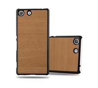 CADORABO effetto legno resistente a graffi e urti Custodia per cellulare per Sony Xperia M5, WOODY MARRONE