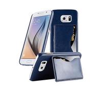 CADORABO hard con copertura in similpelle con stand e portacarte Cover per Samsung Galaxy S6, BLU