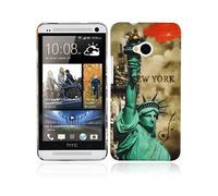 CADORABO hard con design alla moda Cover per HTC ONE M7, NEW YORK - STATUA DELLA LIBERTÀ