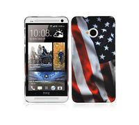 CADORABO hard con design alla moda Cover per HTC ONE M7, STARS AND STRIPES