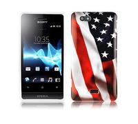 CADORABO hard con design alla moda Cover per Sony Xperia M, STARS AND STRIPES