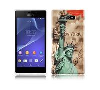 CADORABO hard con design alla moda Cover per Sony Xperia M2 / M2 AQUA, NEW YORK - STATUA DELLA LIBERTÀ