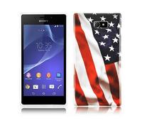 CADORABO hard con design alla moda Cover per Sony Xperia M2 / M2 AQUA, STARS AND STRIPES