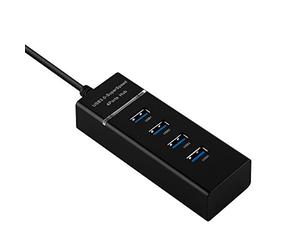Cadorabo Hub Multiporta USB 3.0 a 4 Porte in Nero - Hub USB Plug & Play con Spina USB di Tipo C, Porta e Alimentatore e 4 Connettores di Tipo USB 3.0 per Dispositivi Moderni con Porta