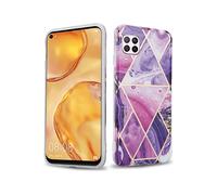 CADORABO in silicone TPU con motivo a mosaico Custodia per cellulare per Huawei NOVA 6 SE / P40 LITE / NOVA 7i, Marmo Viola Onda No. 14