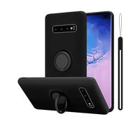 CADORABO in silicone TPU flessibile con anello Cover per Samsung Galaxy S10 PLUS, LIQUID NERO
