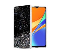 CADORABO in silicone TPU flessibile con glitter scintillanti Custodia per cellulare per Xiaomi RedMi 9C / RedMi 10A, Nero con Glitter