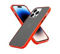 CADORABO interno in silicone TPU e retro in plastica opaca Custodia per cellulare per Apple iPhone 14 PRO MAX, Rosso Opaco - Bottoni Neri