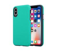 CADORABO Outdoor ibrido antiscivolo extra grip design a triangolo silicone e plastica Cover per Apple iPhone X / XS, TURCHESE GIGLIO