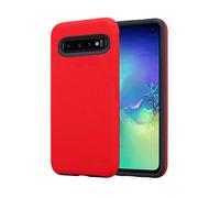 CADORABO Outdoor ibrido antiscivolo extra grip design a triangolo silicone e plastica Cover per Samsung Galaxy S10 4G, ROSSO GAROFANO