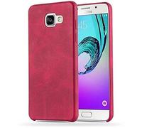 Cadorabo Samsung Galaxy A5 2016 (6) Custodia Hard Cover SIMILPELLE in ROSSO VINTAGE Rigida Cover Protettiva Super Sottile con Bordo con Vani di Carte Back Case Ultra Slim Bumper Fina Plastica