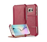 CADORABO SENZA chiusura magnetica con stand e supporto angoli Custodia per cellulare per Samsung Galaxy S6 EDGE, ROSSO PASSIONE