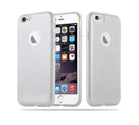 CADORABO Silicone TPU e Hard in design glitterato Custodia per cellulare per Apple iPhone 6 / 6S, POLVERE DI STELLE ARGENTO