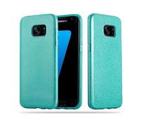 CADORABO Silicone TPU e Hard in design glitterato Custodia per cellulare per Samsung Galaxy S7 EDGE, POLVERE DI STELLE TURCHESE