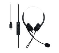 CADORABO USB Headset per computer portatile PC con microfono a cancellazione di rumore Cuffia USB, NERO