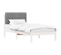 Cadre de lit avec tête de rembourrée en gris clair 100x200 cm, sommier à lattes en pin massif robuste, pour chambre moderne et confortable avec tête de lit en mousse rembourrée, facile à assembler
