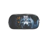 CADREWY Blue Eyes Wolf1 - Astuccio trasparente per matite, cancelleria, organizer per articoli da viaggio e ufficio