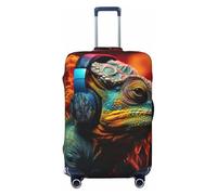 CADREWY Chameleon Ascolta Musica Stampa Viaggio Valigia Copertura Protettiva con Elastico Anti Graffio per Carry On, nero, Small