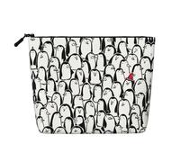 CADREWY Elegante borsa da toilette con stampa di una folla di pinguini, borsa da trucco a strato singolo, organizer da viaggio, borsa da lavoro essenziale, nera, taglia unica