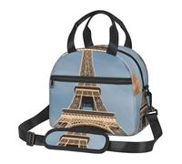 CADREWY French Paris Tour Tour Eiffel Print Spaziosa leggera borsa termica pranzo Eusable Tote Back Zipper Pocket Pasti