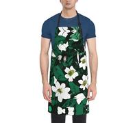 CADREWY Hunter Green Floral Petals Pattern Print Grembiule regolabile 71,1 x 83,8 cm Grembiule da cucina con tasche Grembiule da chef unisex versatile, nero, taglia unica, nero, taglia unica