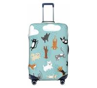 CADREWY Raining Cats & Dogs Print Travel Suitcase Cover protettiva per bagagli con elastico antigraffio per il trasporto, Nero, Large