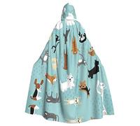 CADREWY Raining Cats & Dogs Stampa Incantevole Full Length Mantello con Cappuccio Unisex Mantello Per Halloween Cosplay E Tema
