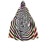 CADREWY Spirale Illusione Ottica Gif Stampa Incantevole Lunghezza Intera Mantello Con Cappuccio Unisex Mantello Per Halloween Cosplay E Tema